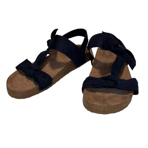 Journee Collection Xanndra Multi Strap Flat Navy Knotted Bow Sandal Size 9.5 New - Picture 7 of 12
